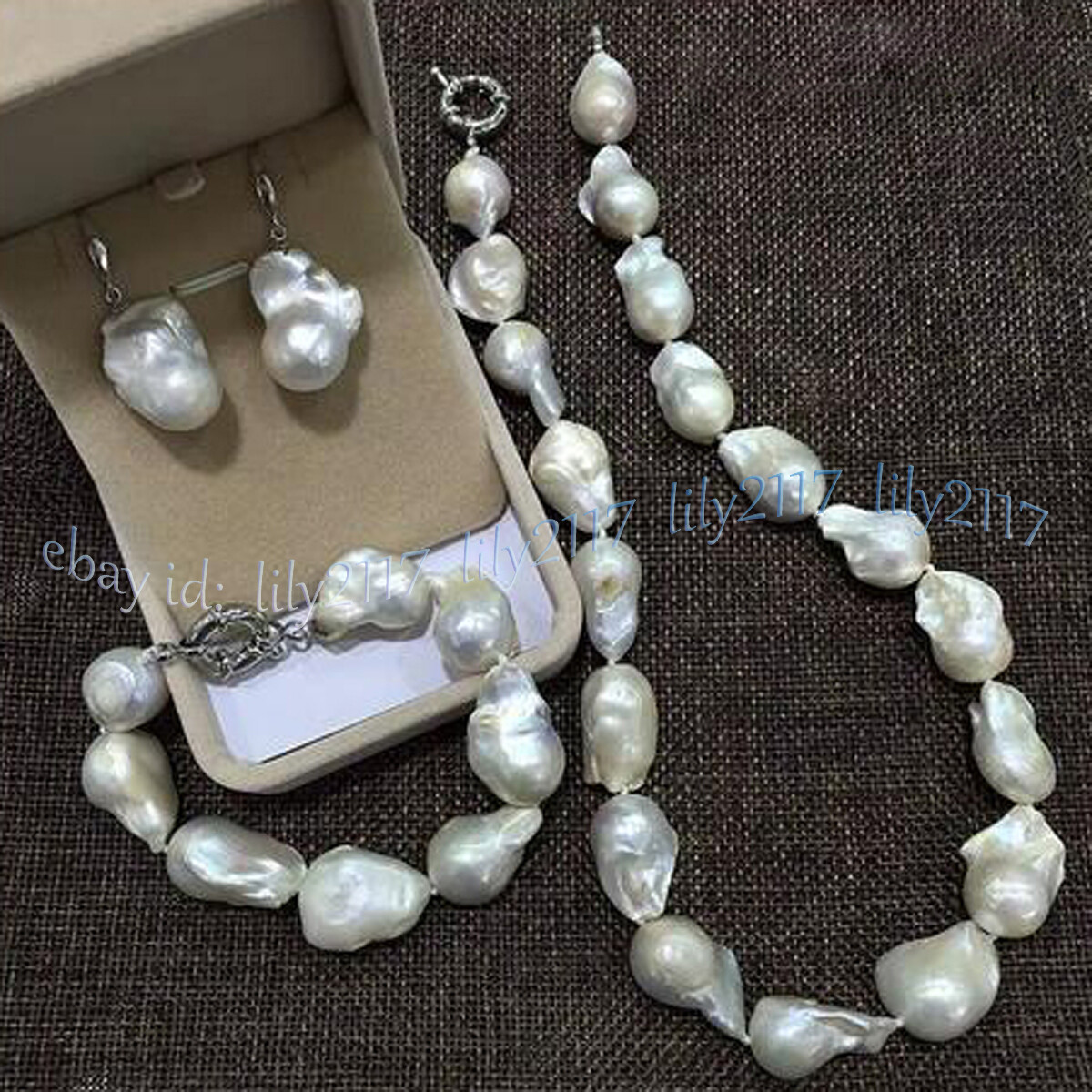 Huge 15-24mm Natural White Baroque Keshi Pearl Necklace Bracelet Earrings Set