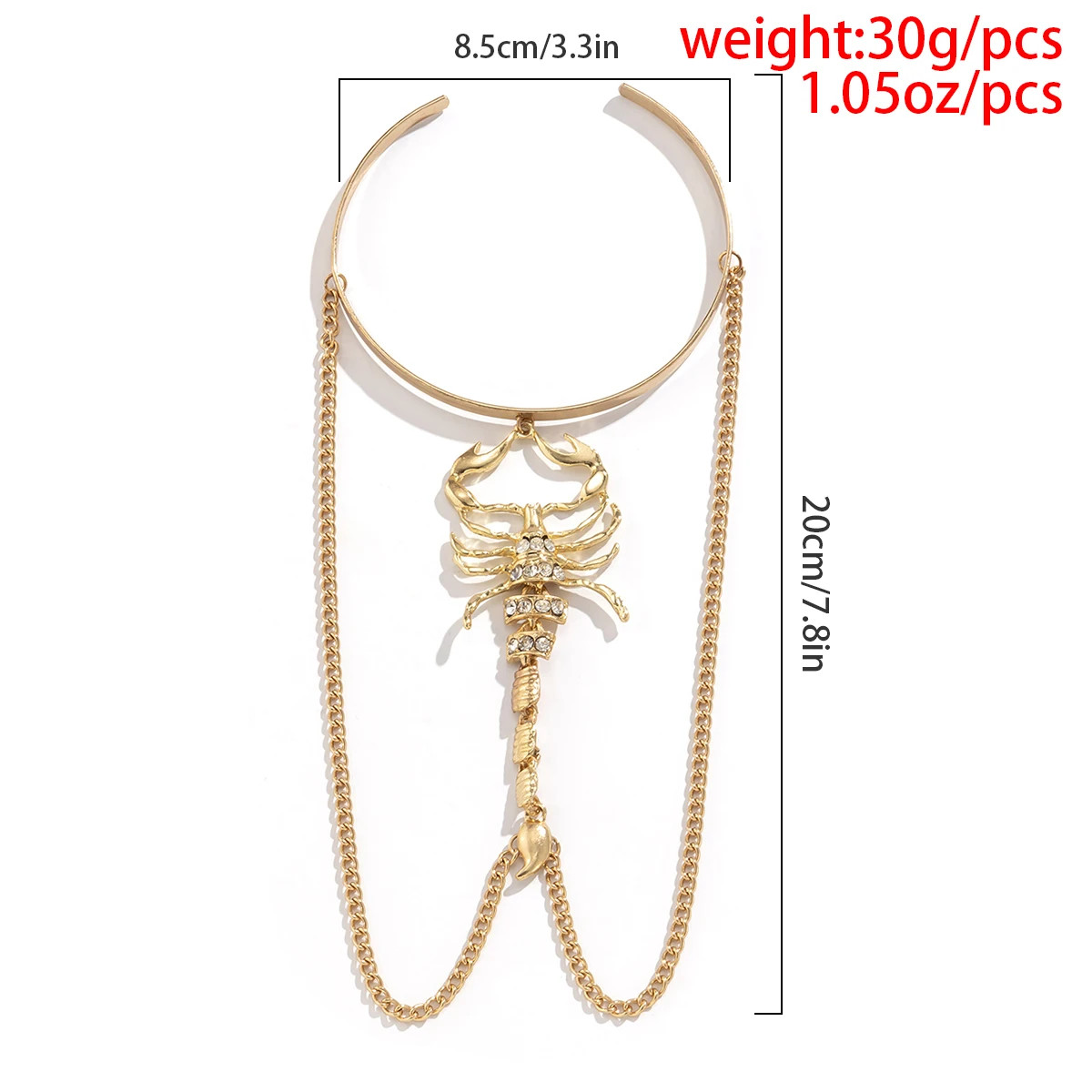Gold Rhinestone Exaggerated Scorpion Bangle Vintage Punk Fashion Jewelry Women