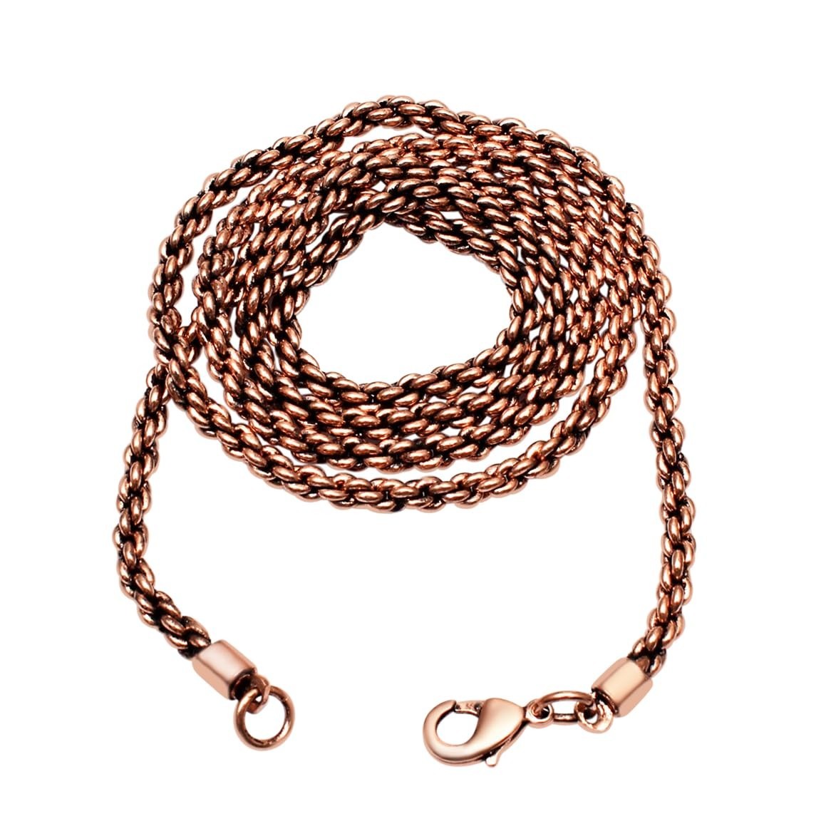 Handmade Solid Copper Rope Chain Necklace – Oxidized 3mm Thick Unisex Jewelry