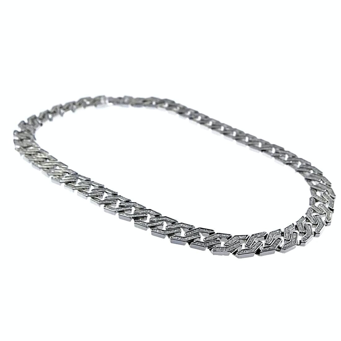 Men’s Sand Blast Chain Silver Tone Squared Links Hip Hop Necklace 20MM x 30″ in