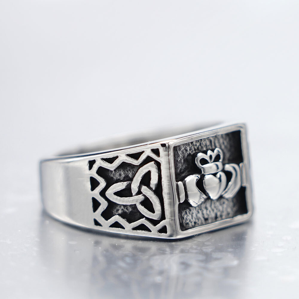 Friendship Mens Womens Irish Celtic Love Triquetra Trinity Knot Claddagh Ring