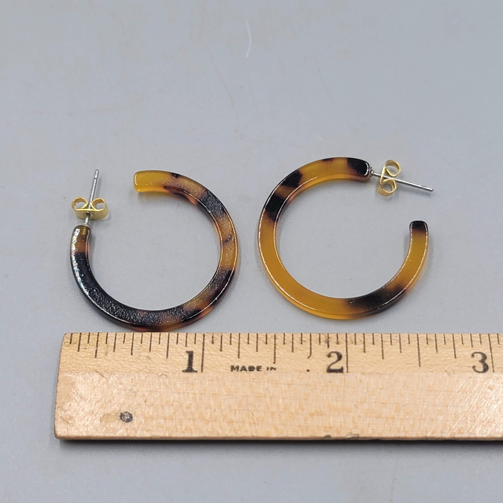 Acrylic Tortoise Hoops Pierced Earrings 1.25 in