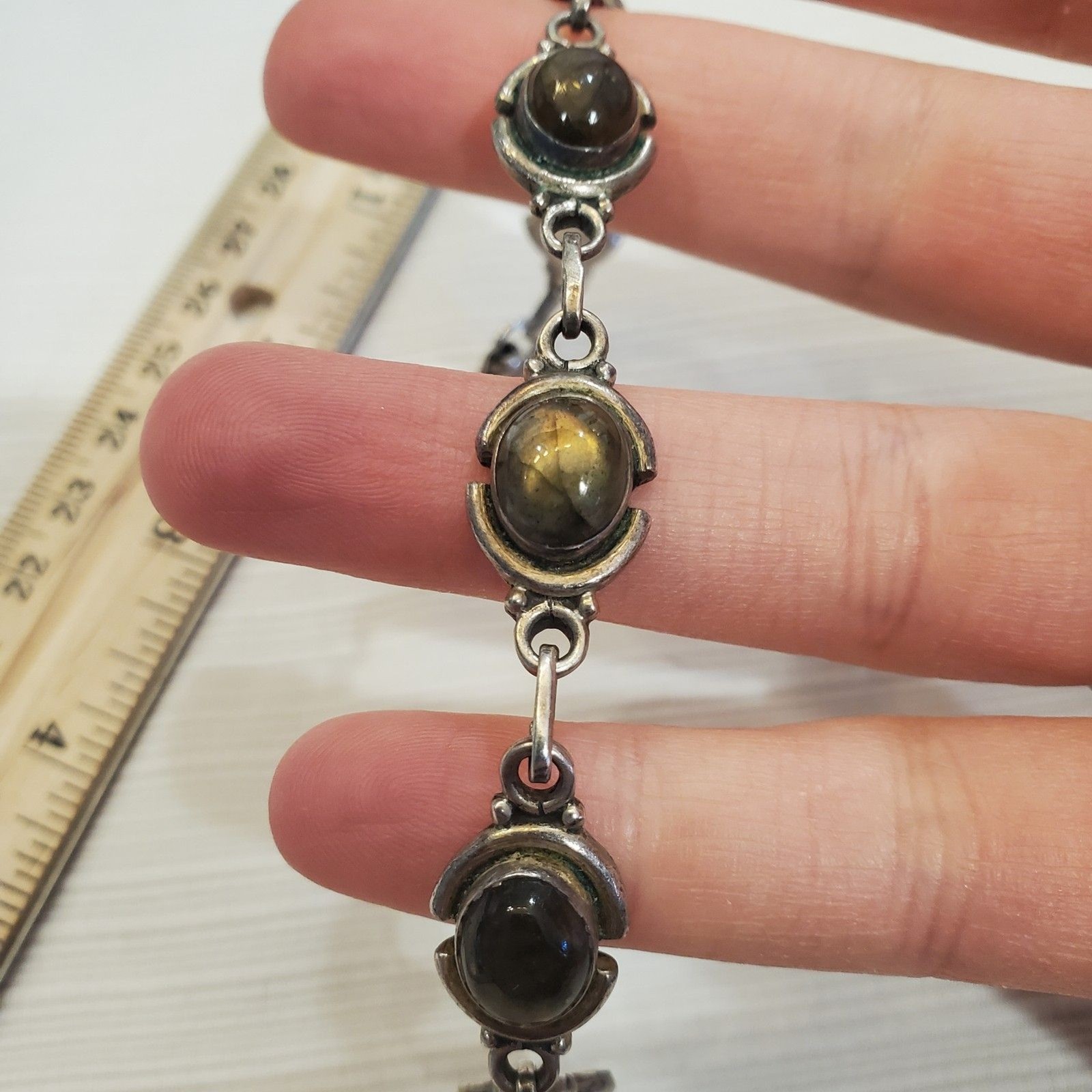 Labradorite Sterling Silver Bracelet 7.5″ to 8″