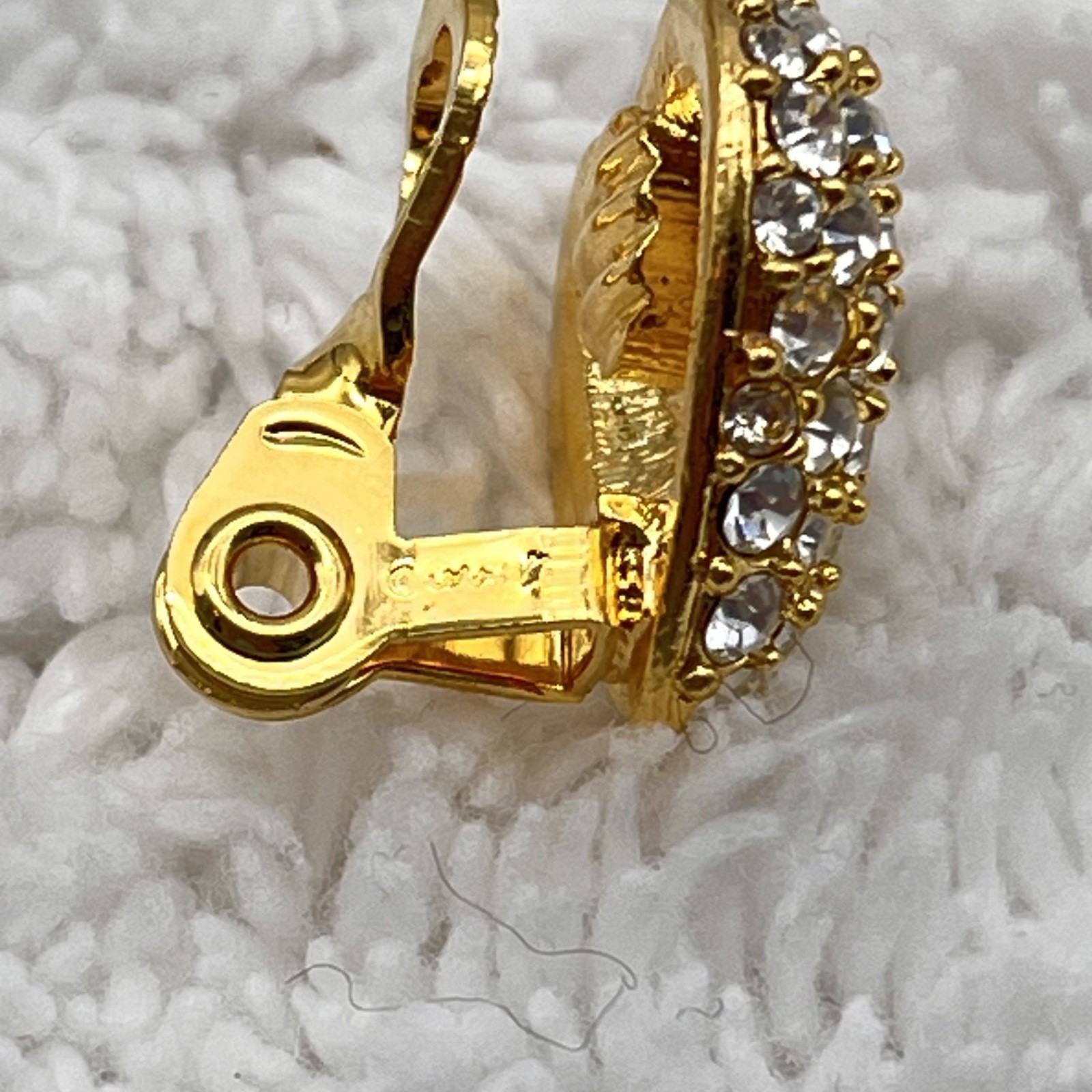 Puffy Heart Earrings Rhinestone Clip Ons Nice Quality .75″