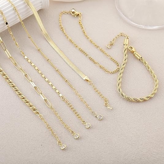 Gold Bracelets for Women Waterproof, 14K Real Gold Jewelry Sets for Wome