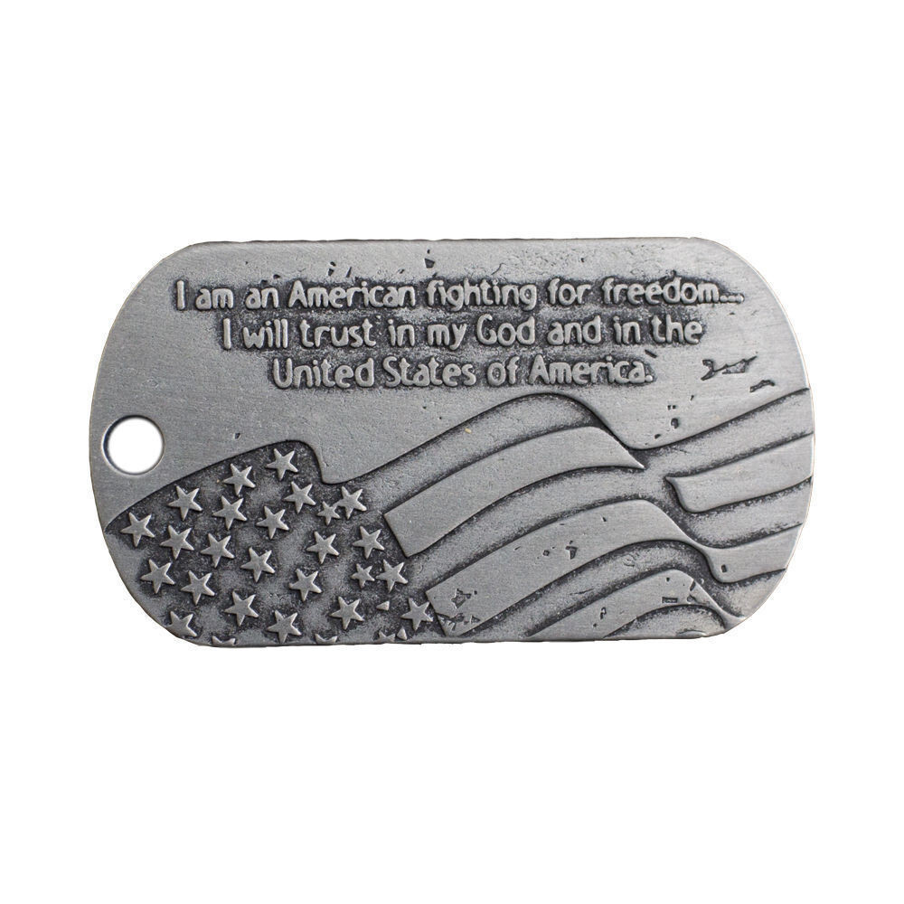 Kneeling Soldier Antique Finish Dog Tag Necklace-Psalm 27:3 (4 Pack)