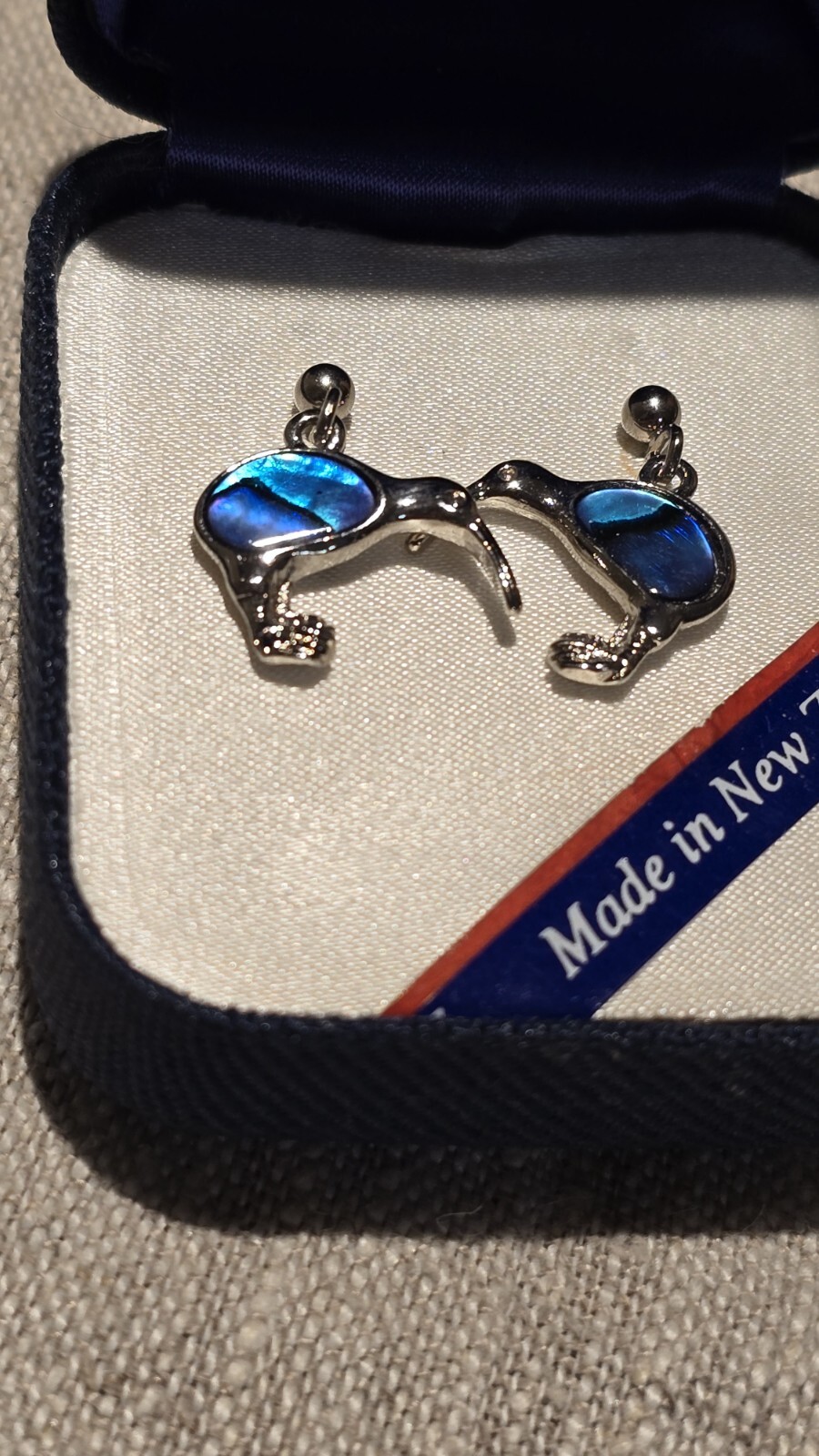 ARIKI New Zealand Paua Shell Palladium Plated Earrings New Old Stock