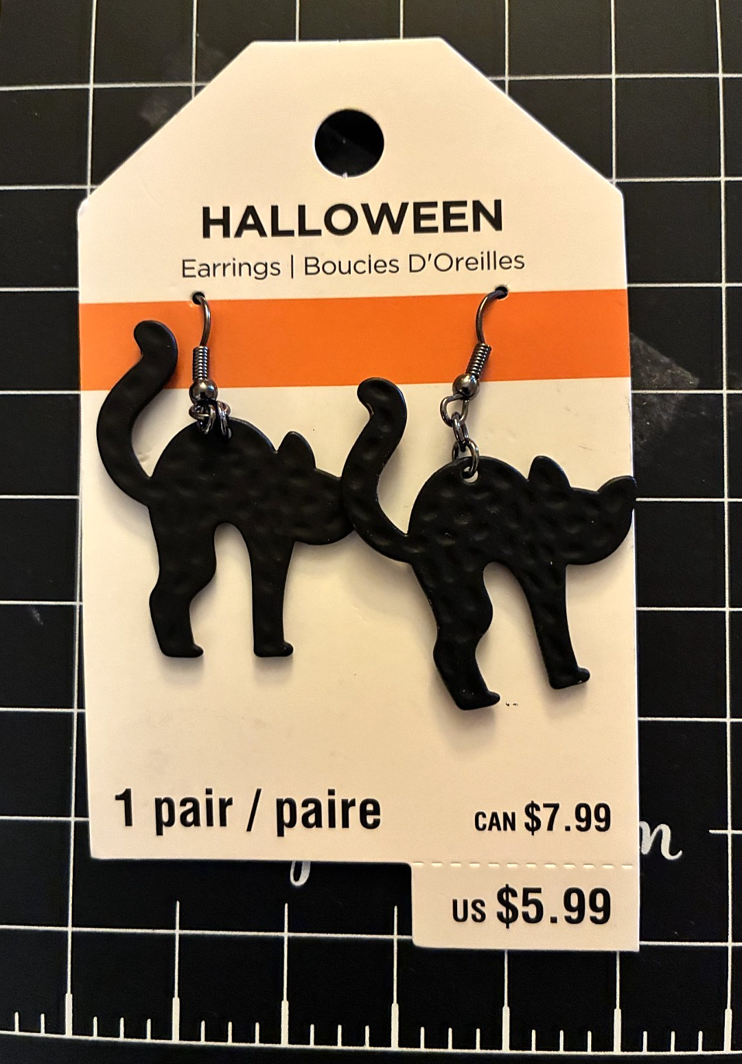Michaels Halloween Metal Rhinestone Jack-O-Lantern, Spider or Black Cat Earrings