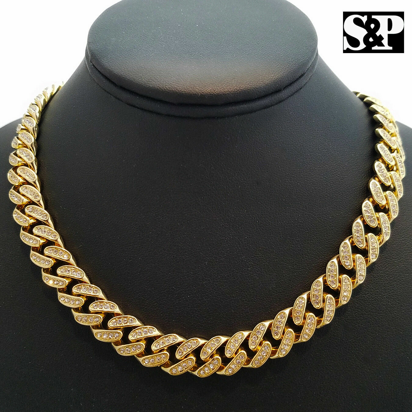 Hip Hop Diamond Shape Pendant & 18″ Iced Box Lock Miami Cuban Chain Necklace