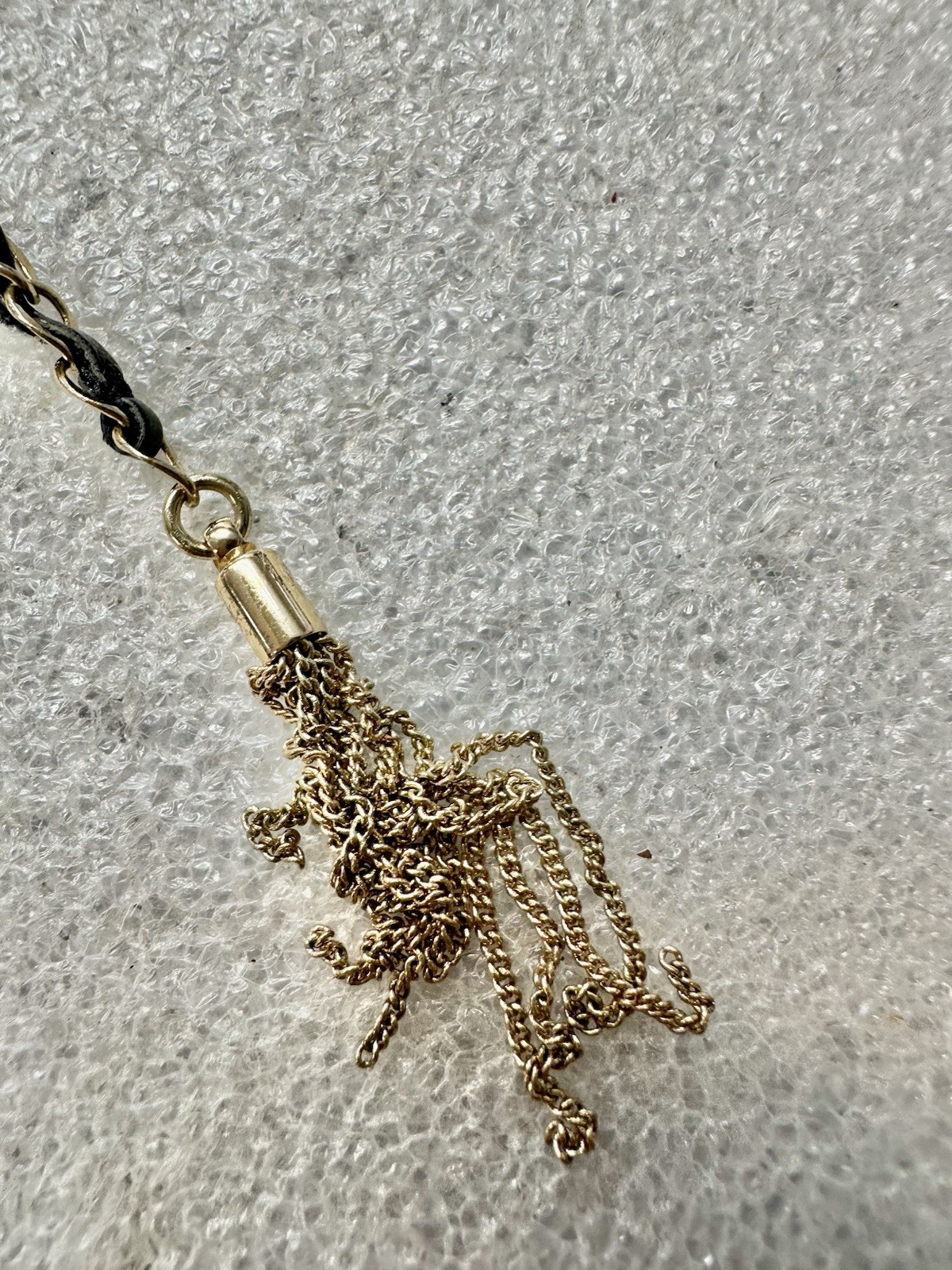 BCBGeneration Golden W Black Suede Woven 26” Tassle Necklace