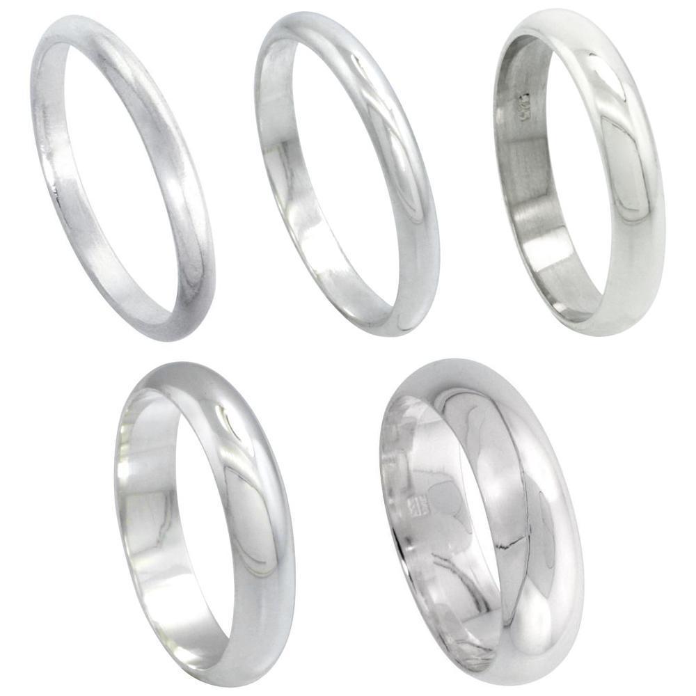 2mm to 6mm Men & Women Sterling Silver High DOME Wedding Band, Thumb / Toe Ring