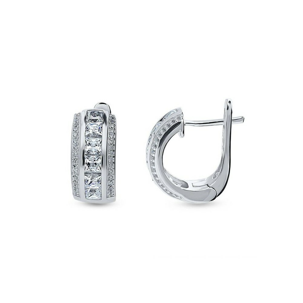925 Sterling Silver CZ Cubic Huggie Hoop Small Earrings Men Women – Gift