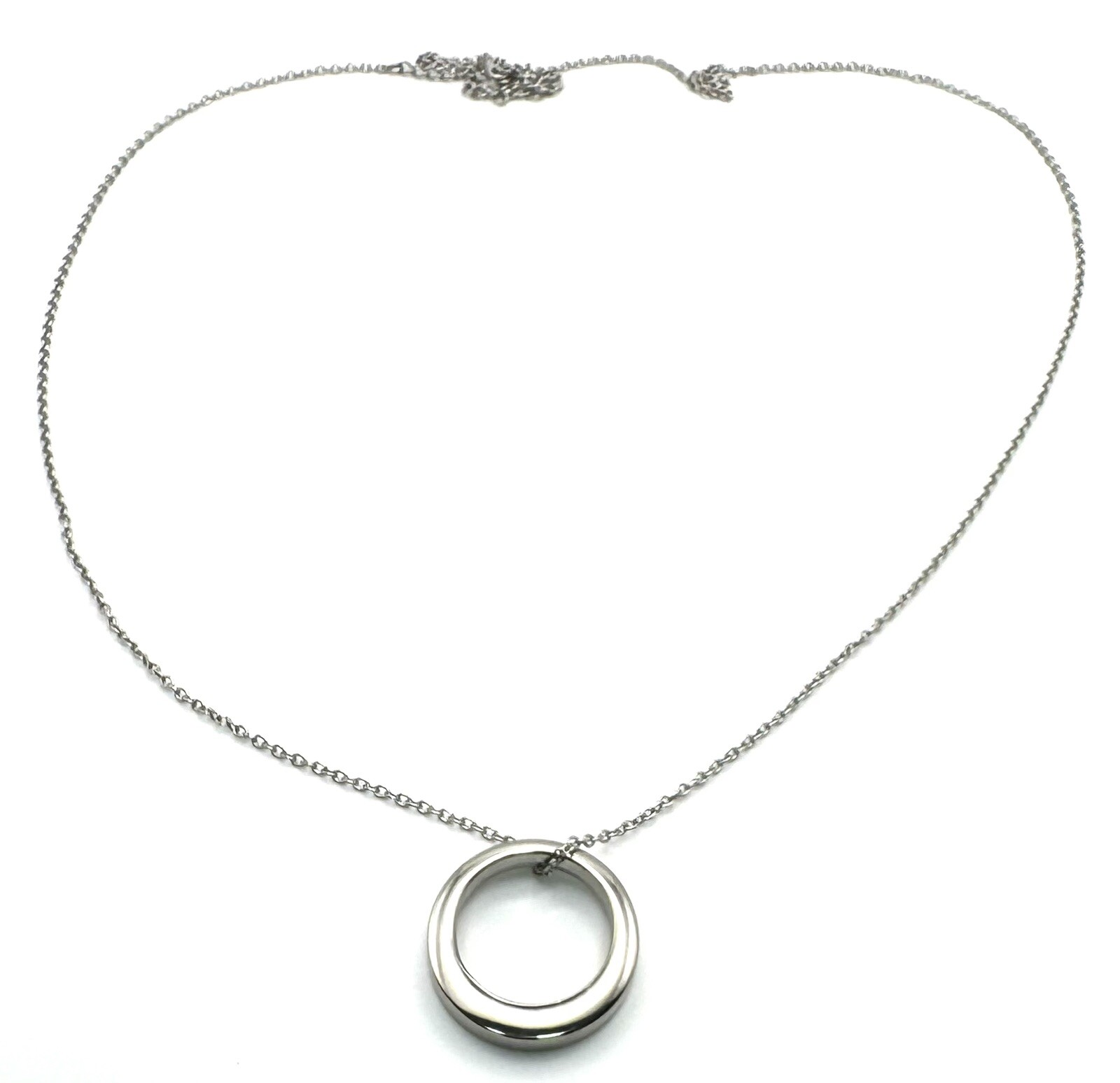 Minimalist Silver Ring Necklace 32 – 35 in