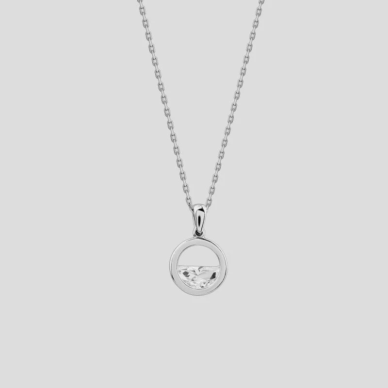 925 Sterling Silver Pendant Necklace White CZ Horizon Bar Minimalist Women