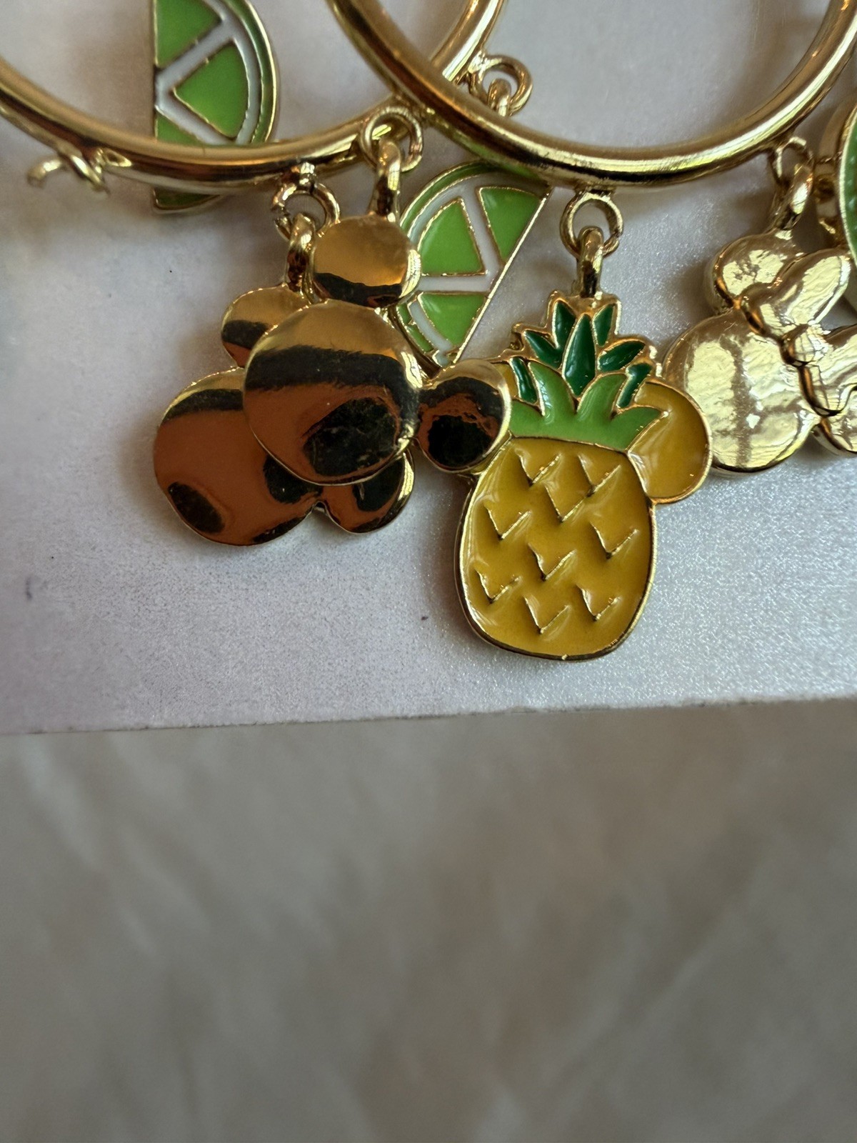 Disney BaubleBar Mickey & Minnie Gold Hoop Earrings – Fruit Charms NEW