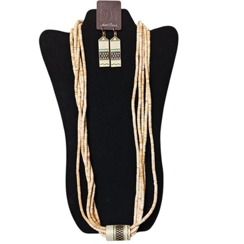 Vintage Laurel Burch Umbia Necklace Earrings Set Tribal Geometric Multi Strand