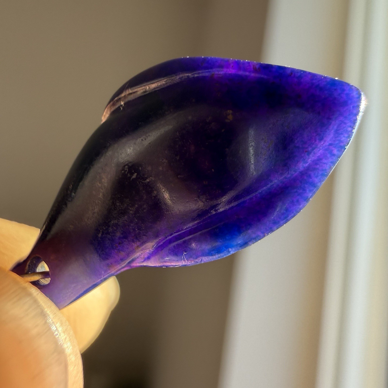 Natural Sugilite Richterite Blue Purple Calla Lily Flower Pendant Hand Carved