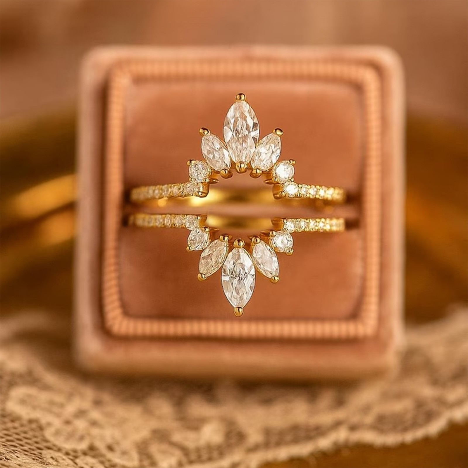Moissanite Wedding Ring Enhancer, Sunburst Ring Jacket for Engagement Ring