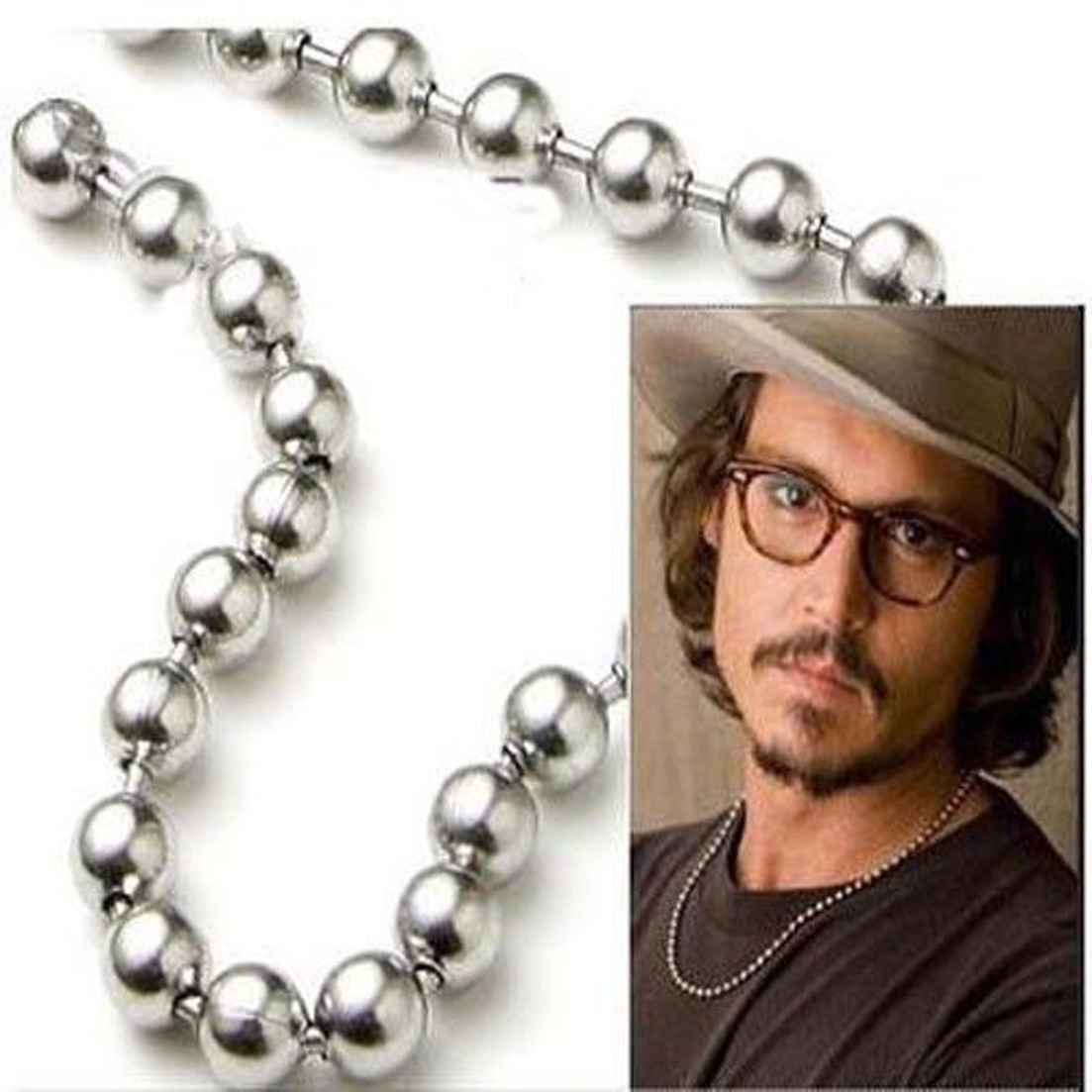 6/8/10/12mm Fashion Stainless Steel Ball Link Chain Necklace Women Mens Necklace