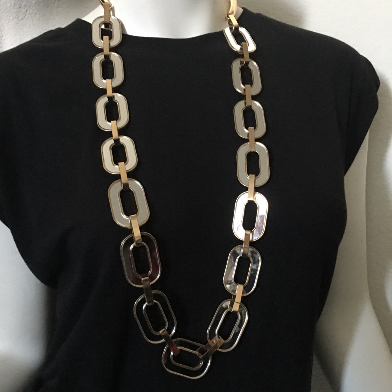 Reflective Statement Necklace 34″ Adjustable