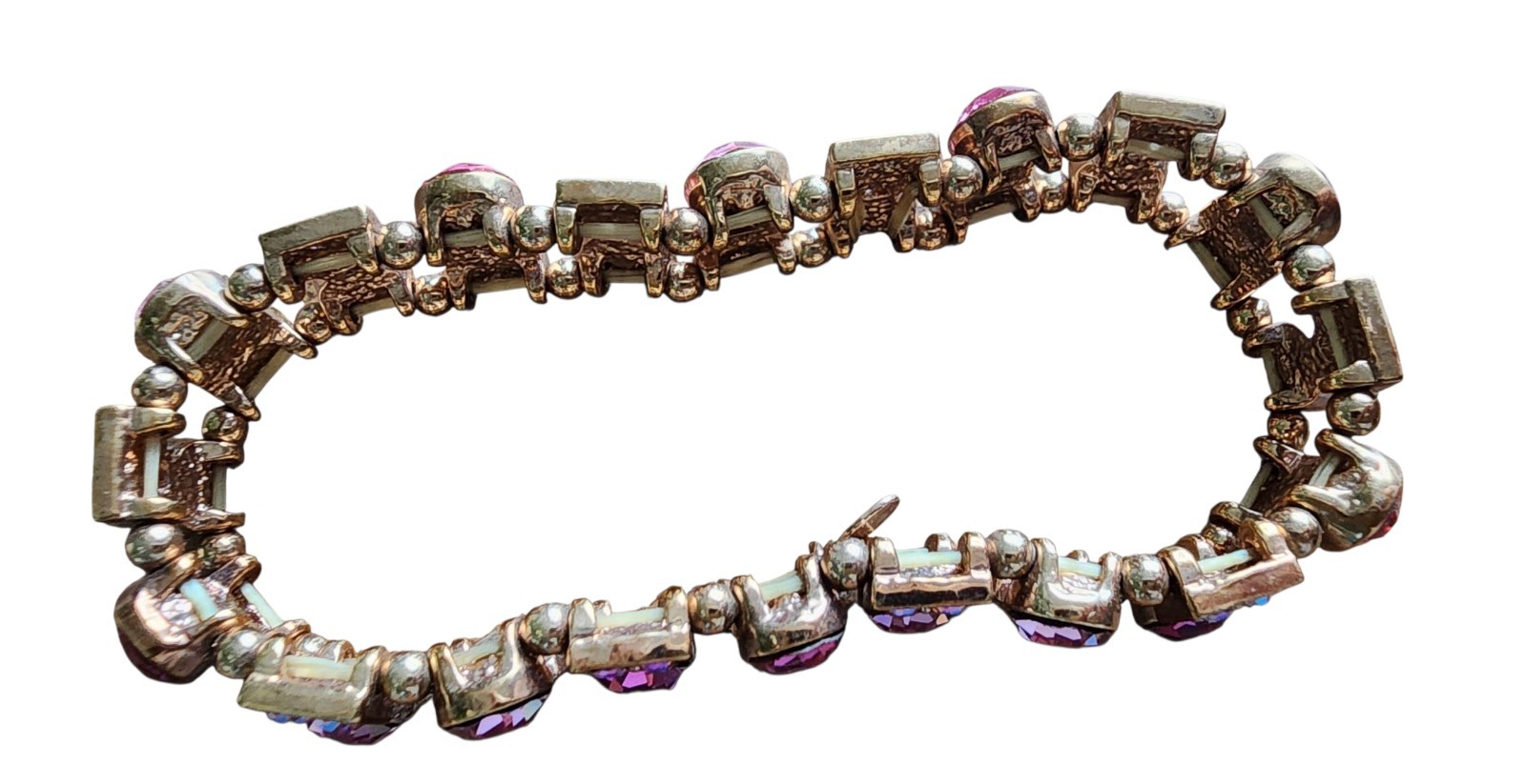 Stretch Elastic Bracelet KIRKS FOLLY Beautiful Pink Crystals & Goldtone