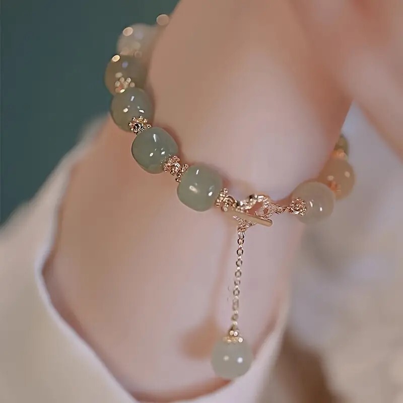 Pulsera de cuentas verdes Para Niña Y Mujer Brazalete Elástico Regalo