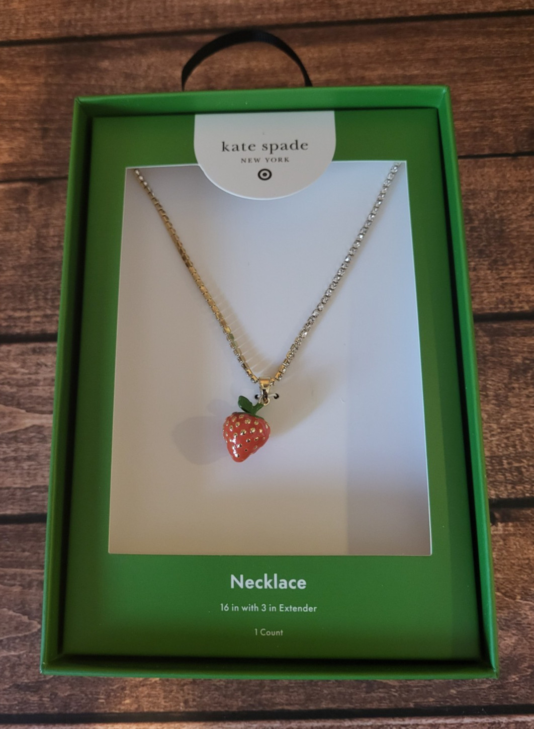 kate spade new york x Target Strawberry Charm Tennis Necklace New In Hand