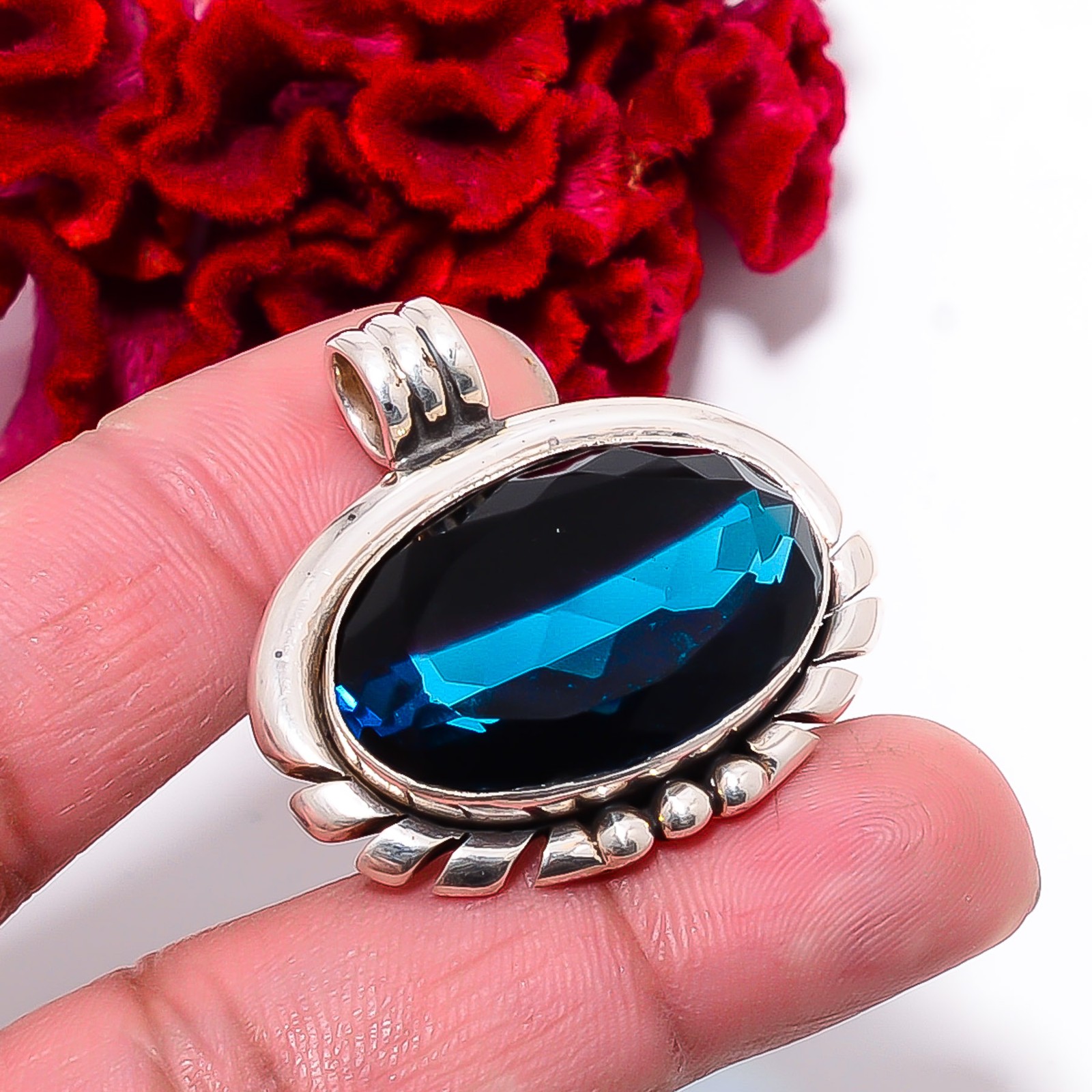 Bi-Colour Tourmaline Gemstone 925 Sterling Silver Pendant 1.17″ P97256