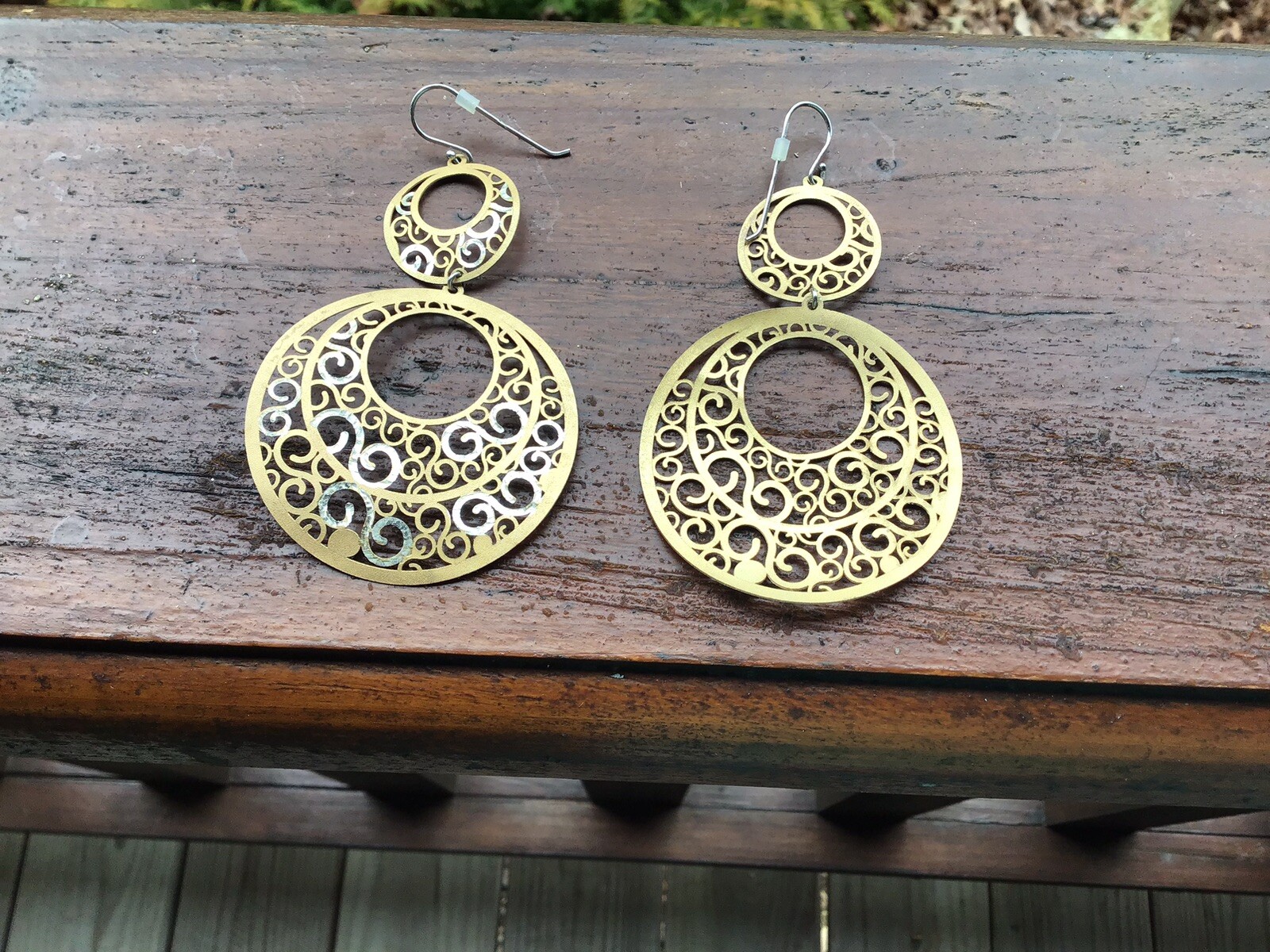 Ladies Dangling Statement Earrings Silver tone & Goldtone 3.5 In Long Nordstroms