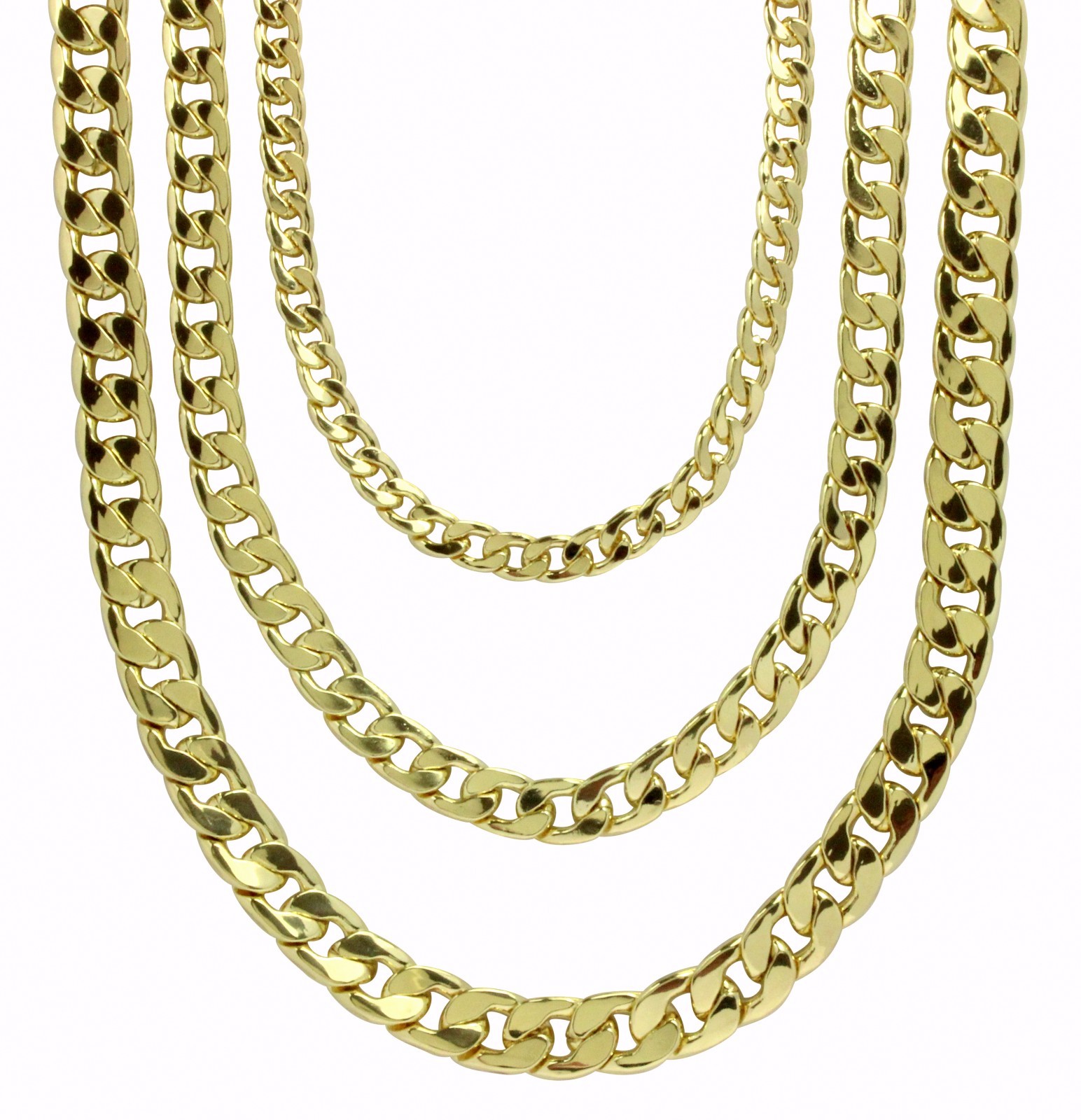 Mens Miami Cuban Link 14k Gold Plated Necklace 16″- 30″ Chain