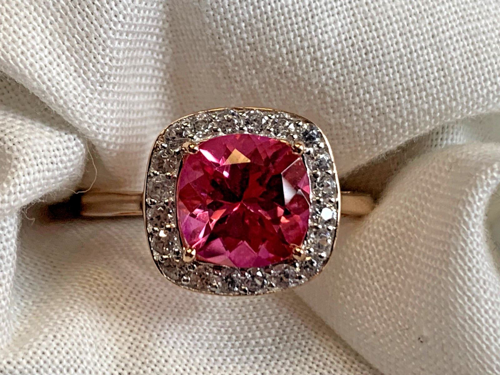 10K Rose Gold Ring 2.58g Fine Jewelry Size 8 Band Pink & Clear Color *READ*