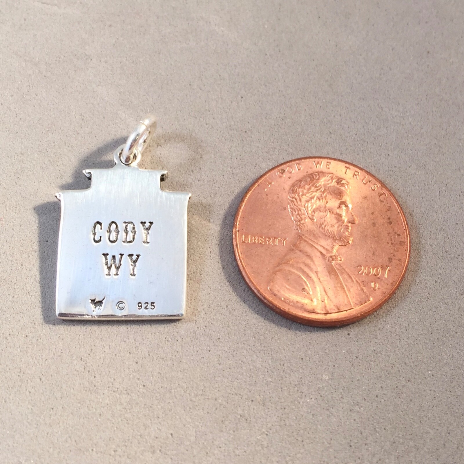 .925 Sterling Silver CODY Frontier Town CHARM Wyoming Old West Store 925 TW48-CD