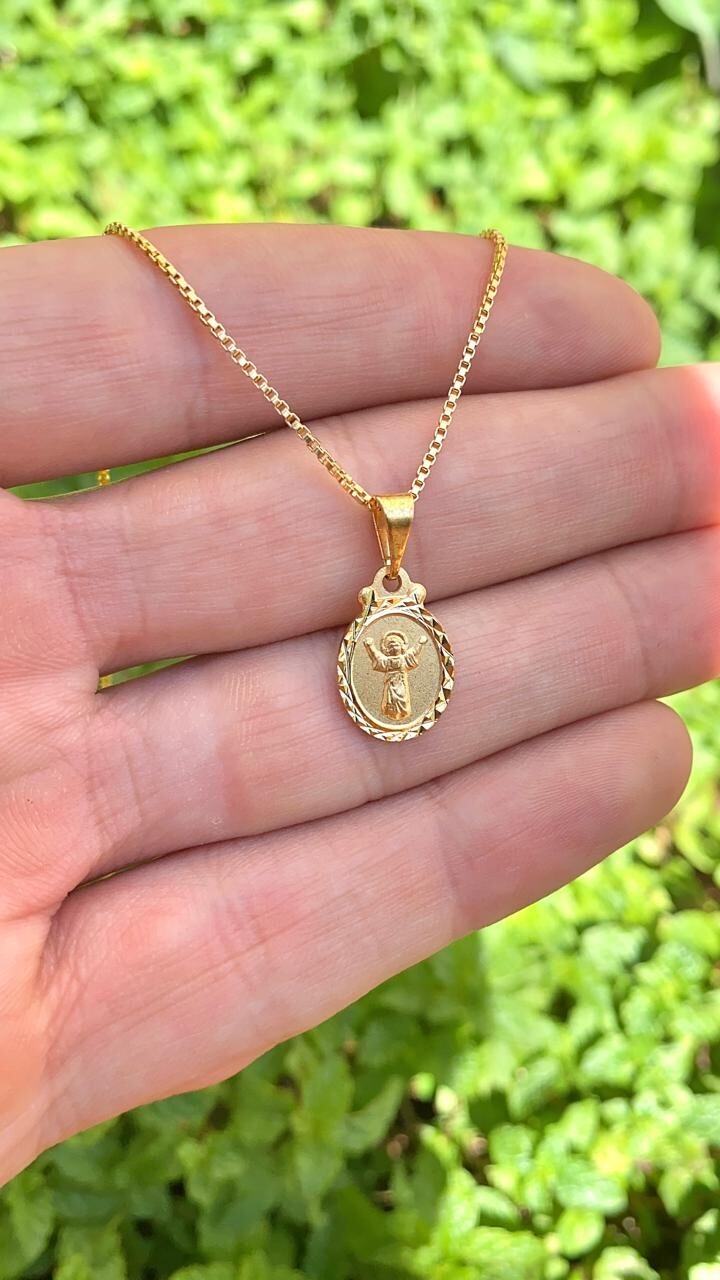 14K Gold Filled Divino Niño Necklace 16″ Toddler Gift Kids Cadena Oro Laminado