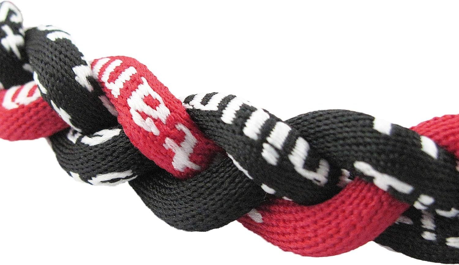8 Inch Fashion Tornado Bracelet: Three Braided Rope Design in Bold Black & Red