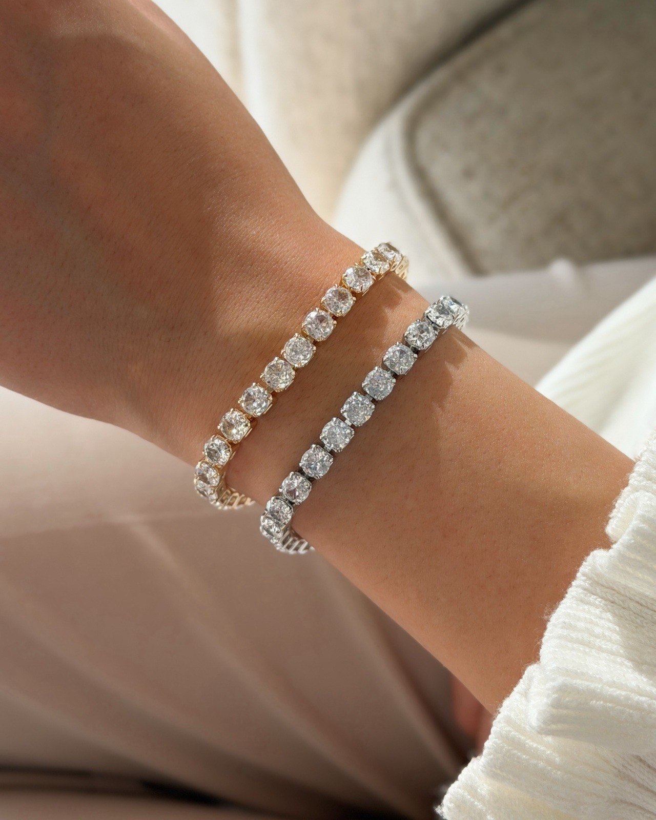 Bold Sparkle Link Tennis Bracelet, Gold-Plated Everyday Fashion Jewelry
