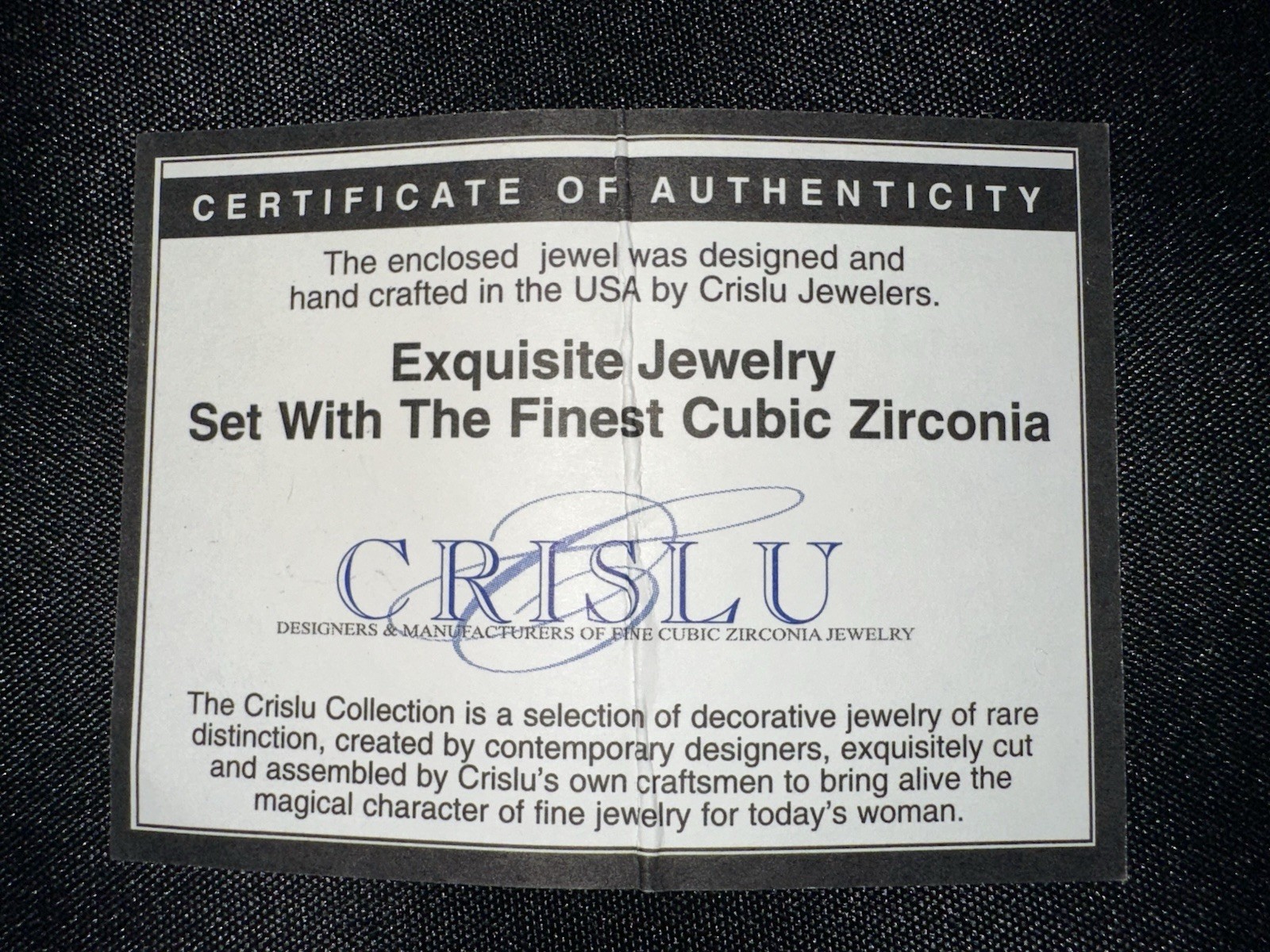 CRISLU Sterling Silver 925 & .48ct CZ Pave Pendant Necklace w/ COA & Box