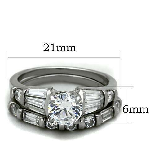 TK1535 – High polished (no plating) Stainless Steel Ring with AAA Grade CZ in