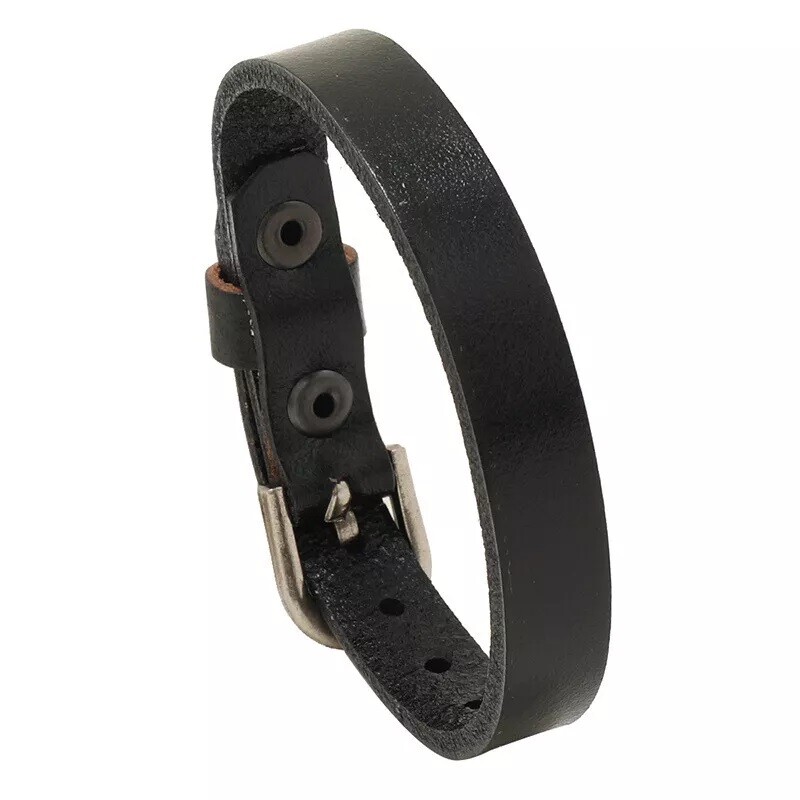 Simple Punk Leather Bracelet for Men Women Wrist Cuffs Bangle Wrap Wristband