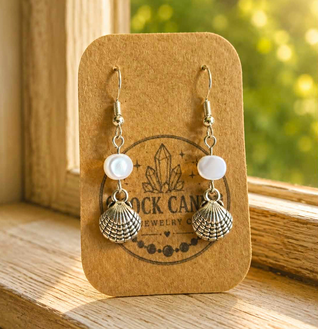 Handmade Rock Candy Jewelry Co Pearl Shell Seashell Earrings