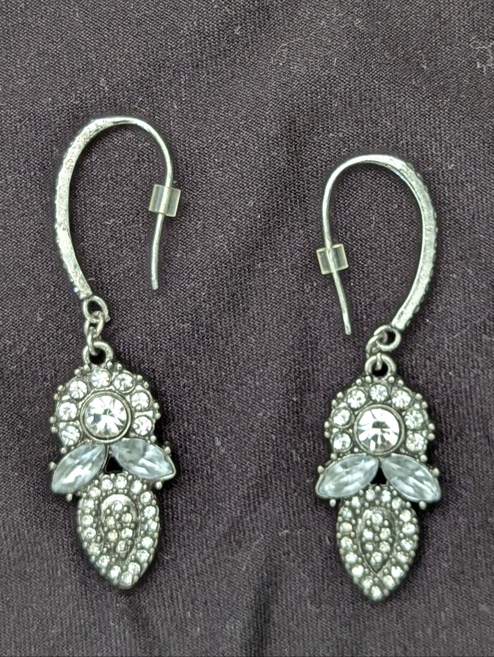 Silver Crystal Gem Drop Earrings Sparkling Dangle
