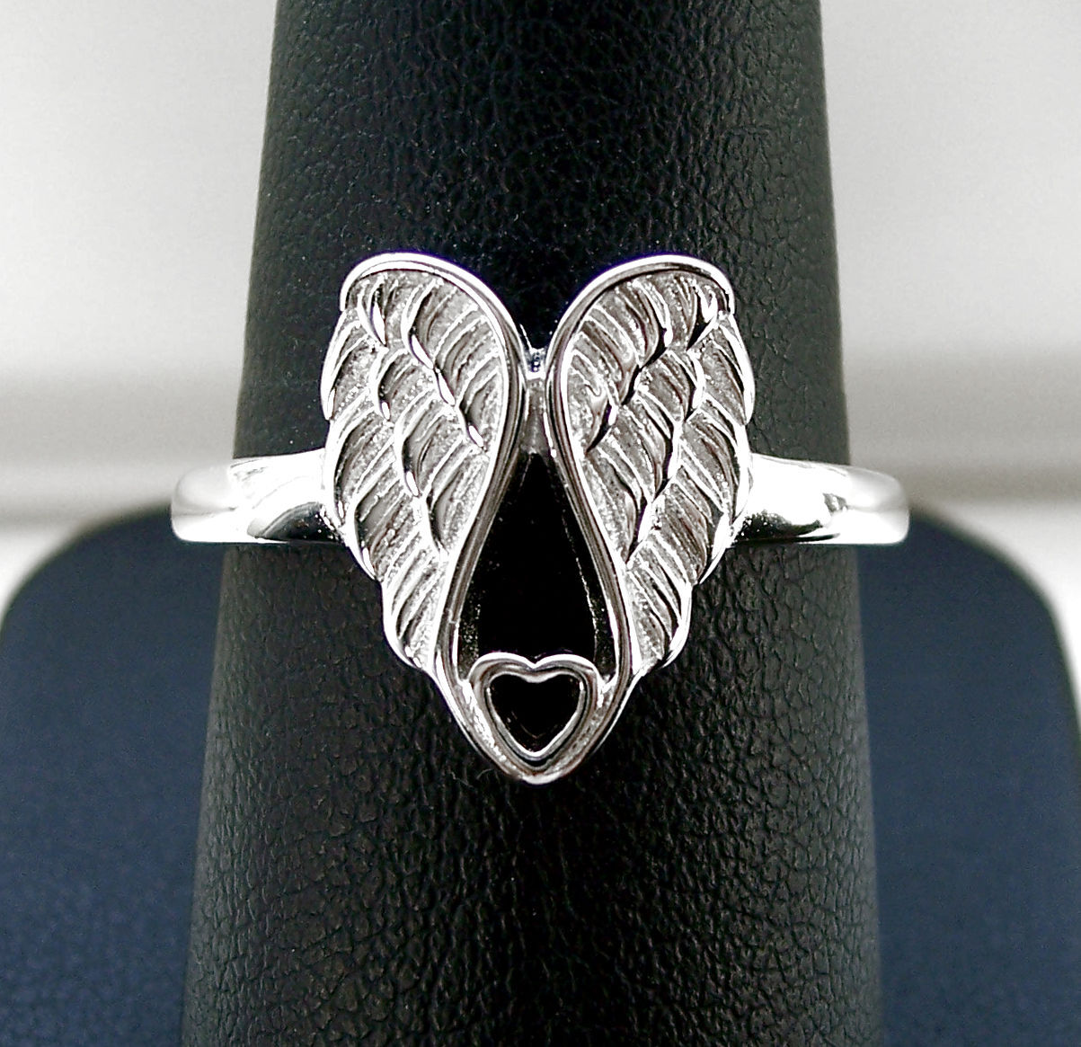 Angel Wings & Heart Ring 925 Sterling Silver High Polished Women’s-Sz 3-13