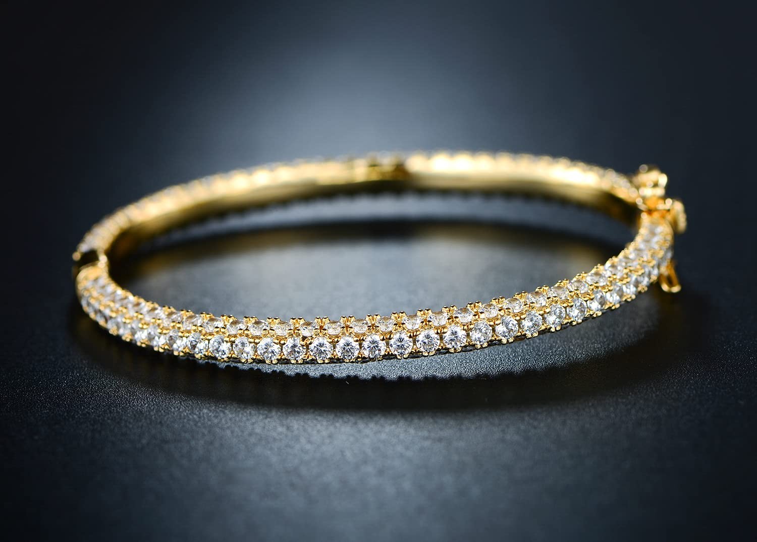 18K Gold Plated Crystal Bling Eternity Bangle Bracelet