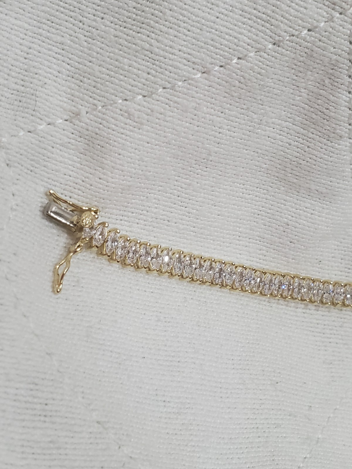 925 FAS Simulated Diamond MARQUISE LINK Tennis Bracelet Gold Plated