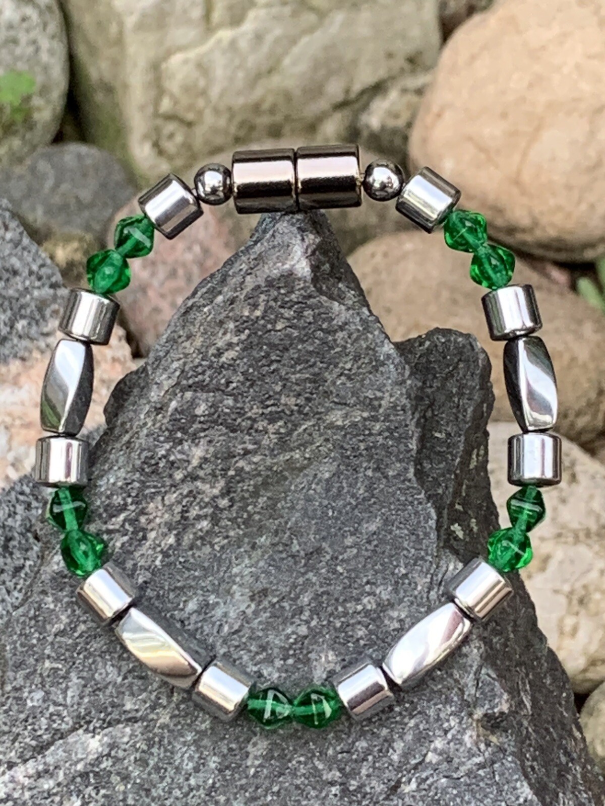 Men’s Womens Silver Magnetic Hematite Therapy Emerald BRACELET ANKLET NECKLACE