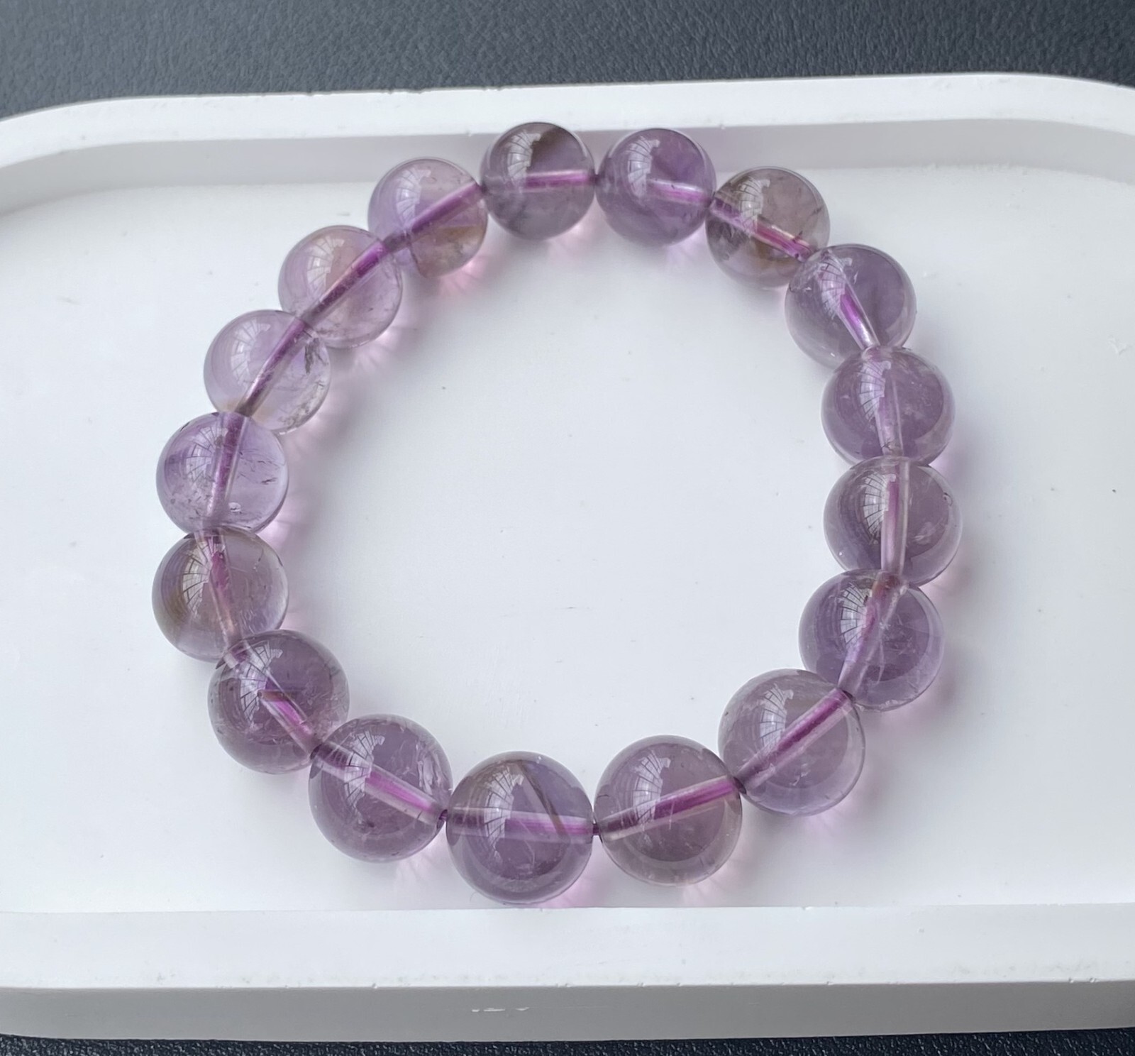 Natural Amethyst Purple Healing Quartz Crystal Round Beaded Bracelet Reiki 12mm