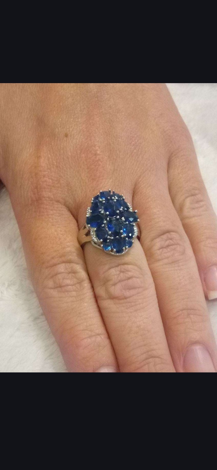 Beautiful Multi Blue Stone Sterling Ring Size 10