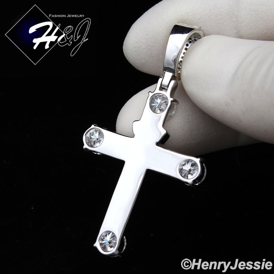 MEN SOLID 925 STERLING SILVER MOISSANITE 3D JESUS CHRIST CROSS PENDANT*MSP575