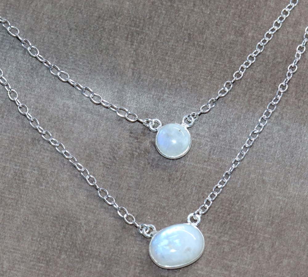 Rainbow Moonstone Elegant Jewellery Necklace Handmade Gemstone Size 18″ GW
