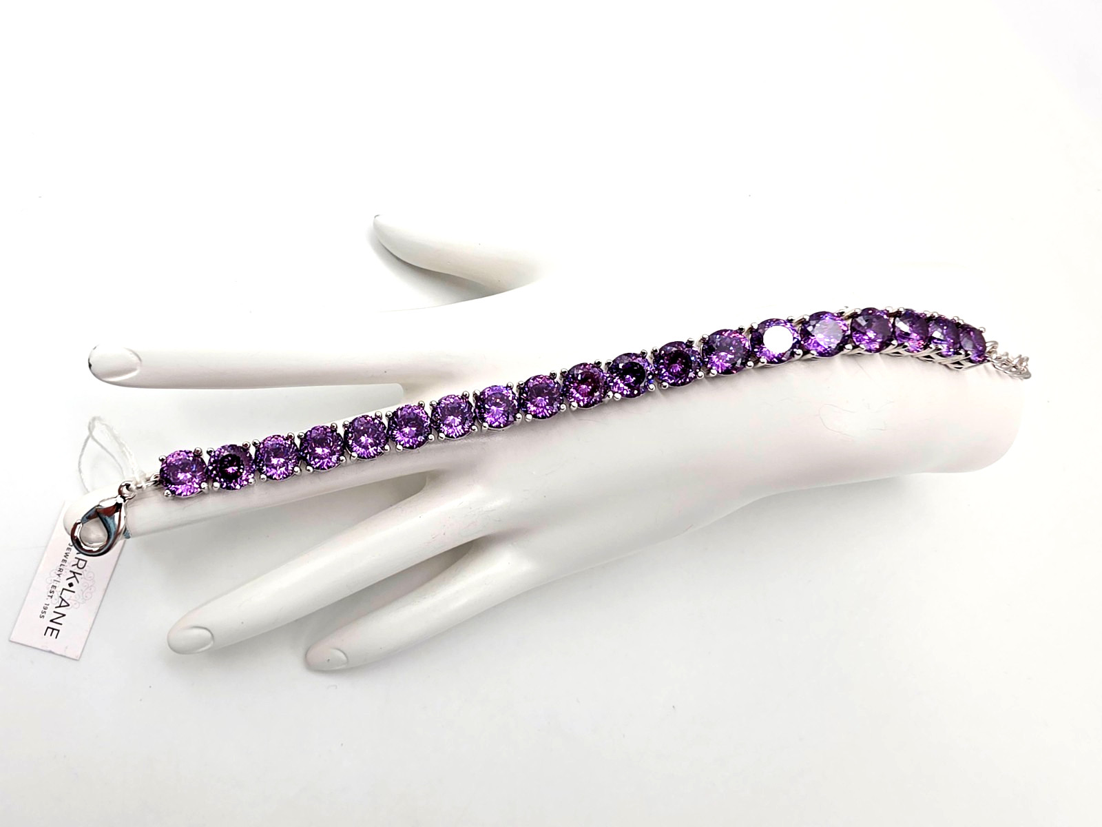 NEW PARK LANE VIOLET/PURPLE IMPRESSIONS 7-8.5″ SILVER TENNIS BRACELET W/TAGS !!