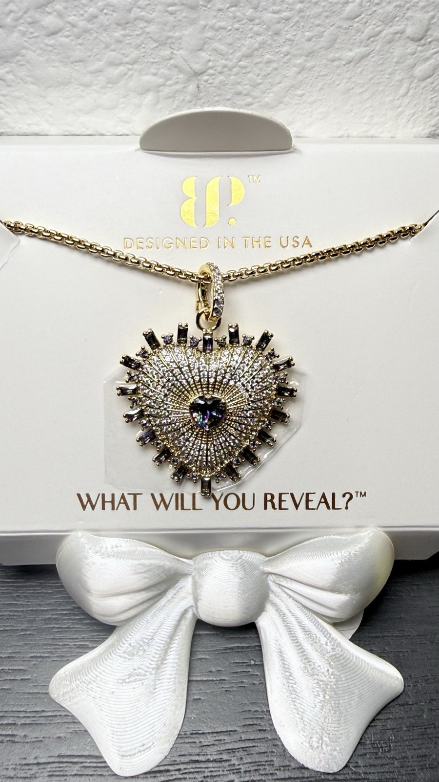 BP Gold Plated Lab-Created Alexandrite Purple Heart CZ Pendant Necklace 18in
